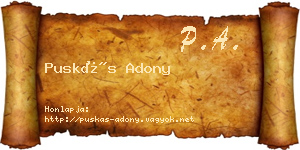 Puskás Adony névjegykártya